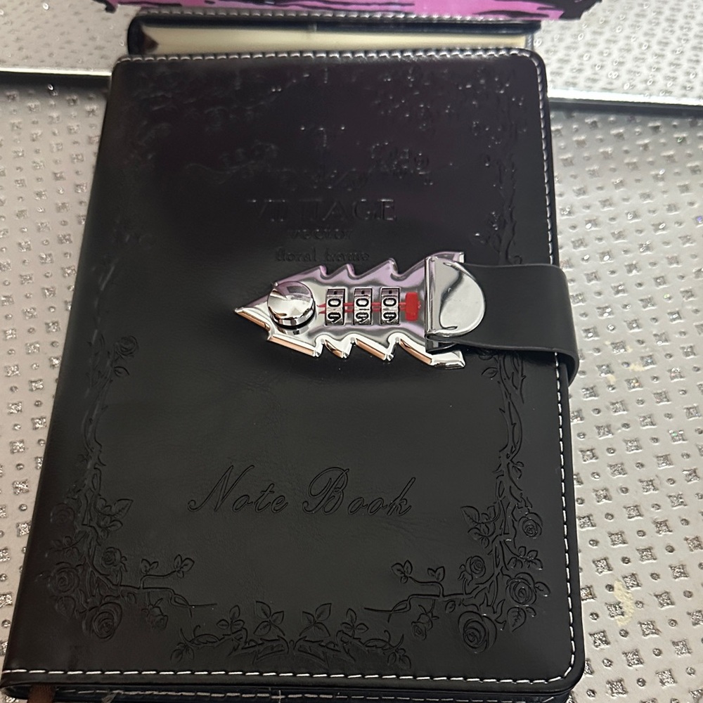 ToiM Elegant Black Notebook with Silver Combination Lock